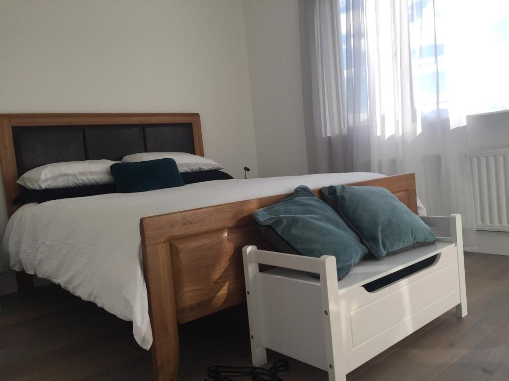 香农河畔卡里克Carrick-on-Shannon Guest House的一间卧室配有一张带两个枕头的床