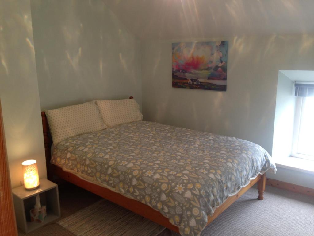 莫纳汉Glaslough Ramblers Rest的卧室内的一张小床,设有窗户