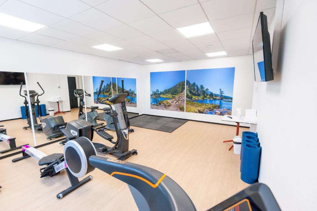 Apparthotel Le Hüb Grenoble的健身中心和&#47;或健身设施