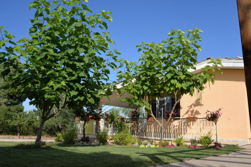 科拉托B&B Lara Santola的一座带栅栏和树的房子