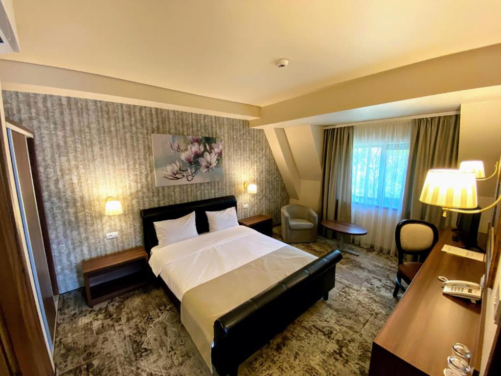 雅西阿瑞尼亚酒店的一间酒店客房,房内配有一张大床