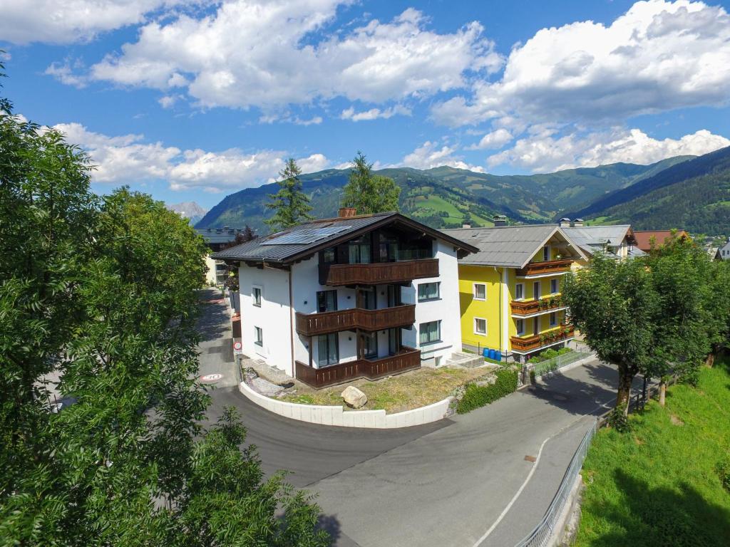 滨湖采尔Finest Villa Zell am See by All in One Apartments的一群在有山的街道上的建筑