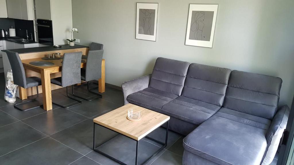 奥普尔Apartament Marzenie 14 - Opole的客厅配有沙发和桌子