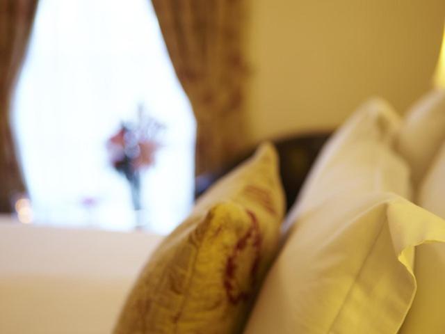 法利Filey Grange Guest House的沙发上两个枕头的闭合