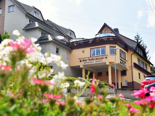 施泰纳赫斯科恩奥西赫特酒店的前面有鲜花的大房子