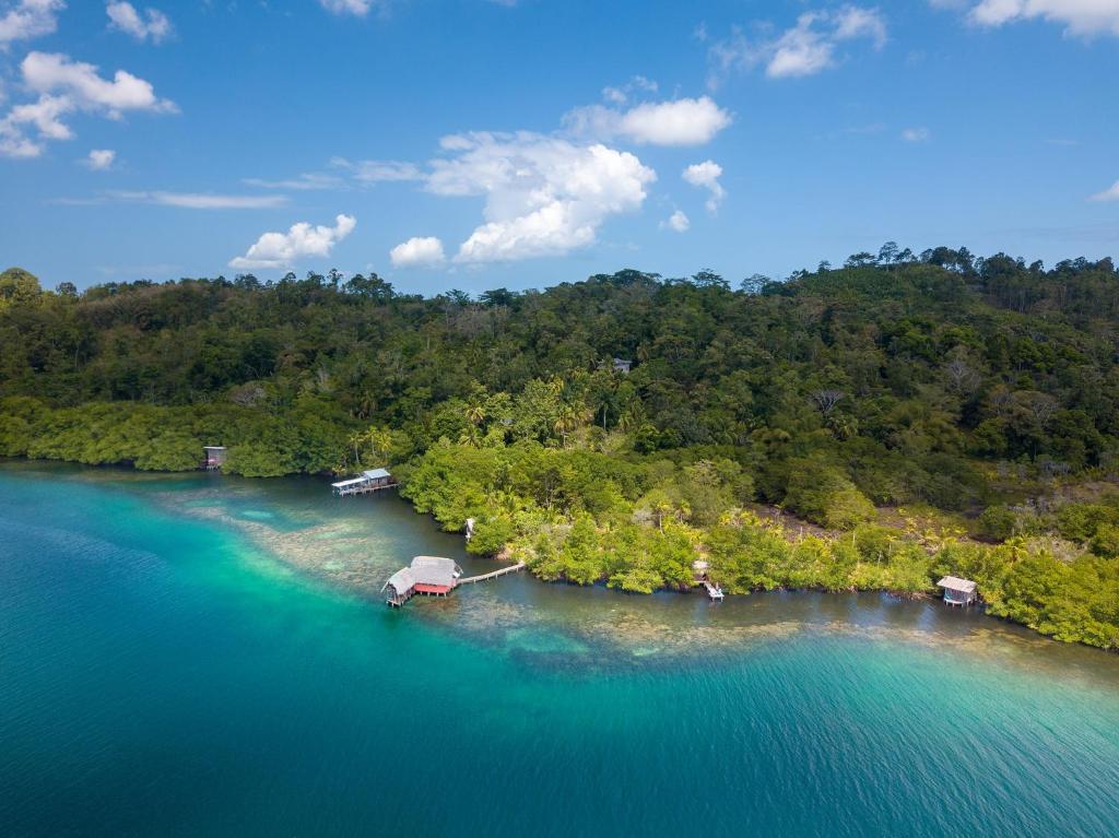 博卡斯德尔托罗CocoVivo的水中小岛的空中景观