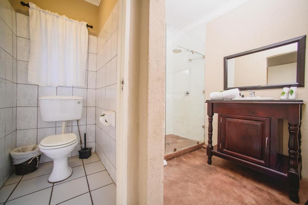 白河斯提勒旺宁酒店的一间带卫生间、水槽和镜子的浴室