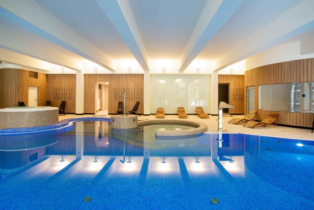 格但斯克老鹰酒店的在酒店房间的一个大型游泳池