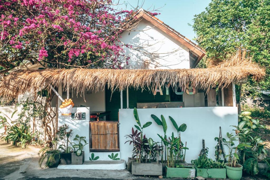 乌鲁瓦图里卡生态旅馆的茅草屋顶的小房子