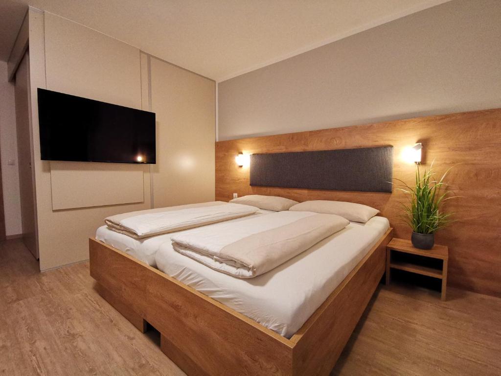 霍恩埃姆斯霍恩埃姆斯汽车旅馆的一间卧室配有一张大床和一台平面电视