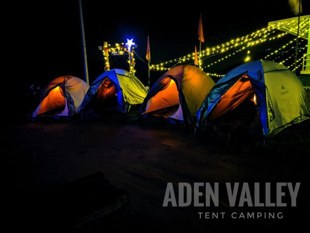 KanthalloorAden Valley Tent Stay , kanthalloor的一群帐篷在晚上在田野里