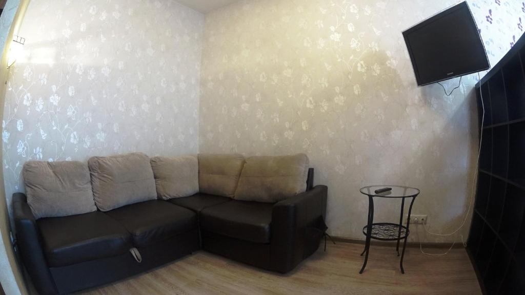 新西伯利亚Апартаменты на Челюскинцев 3的带沙发和平面电视的客厅