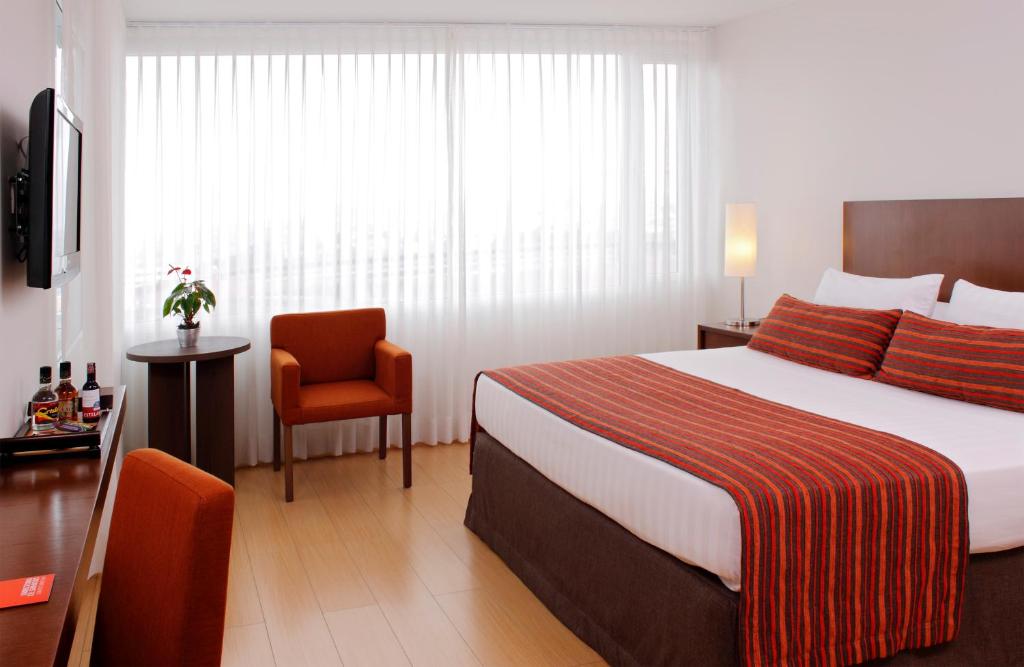 马尼萨莱斯电缆之星酒店的配有一张床和一把椅子的酒店客房