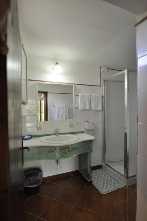 阿纳卡普里伊娃别墅酒店的一间带水槽和淋浴的浴室