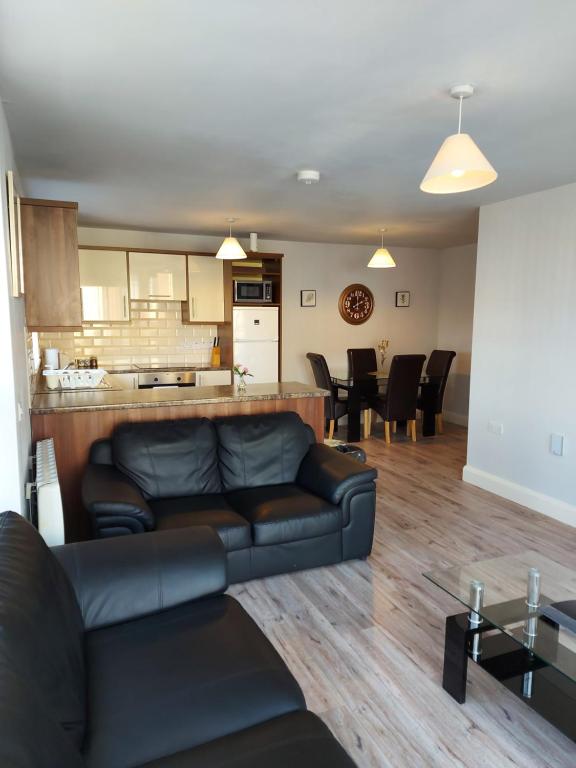 基拉尼Wild Atlantic Apartments Killarney的带沙发的客厅和厨房