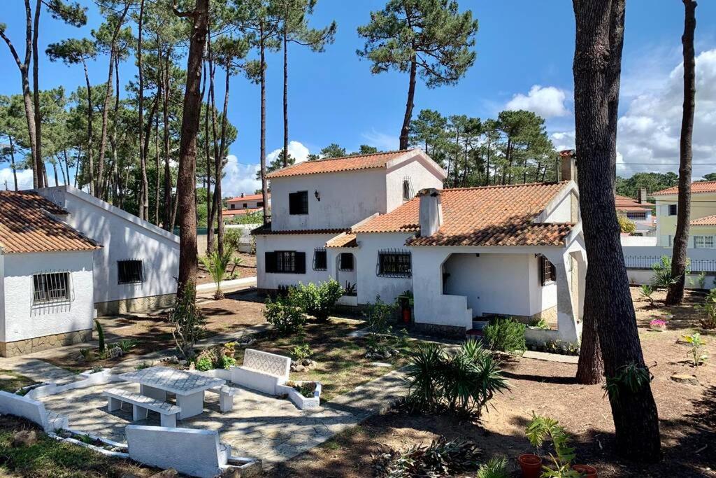 ColaresOak Valley Flats Casa do Pinhal Colares的前面有树木的白色房子