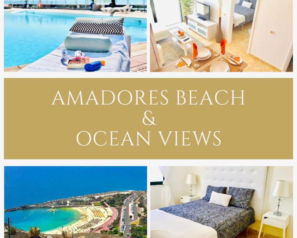 阿马多雷斯AMADORES BEACH & OCEAN VIEWS的总督海滩和海景照片的拼合
