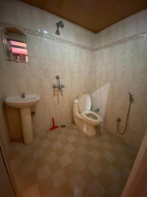 瓦拉纳西玛丽戈尔德旅馆的一间带卫生间和水槽的浴室