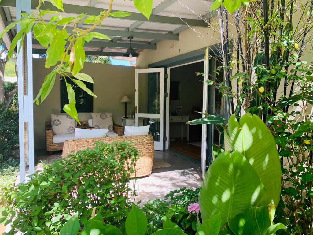 弗朗斯胡克图茵街8号度假屋 的带沙发和一些植物的庭院