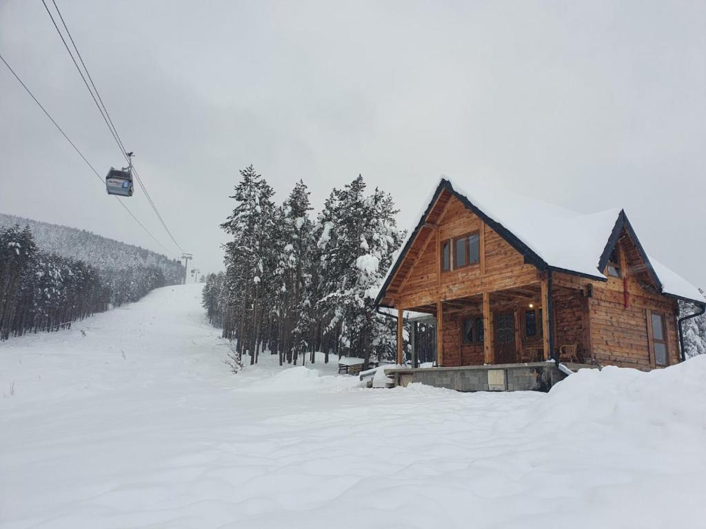 TornikTornik Brvnara Ljubojevic的雪地小木屋,带滑雪缆车