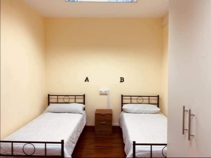 Caboalles de AbajoEl cordal de laciana的两张睡床彼此相邻,位于一个房间里