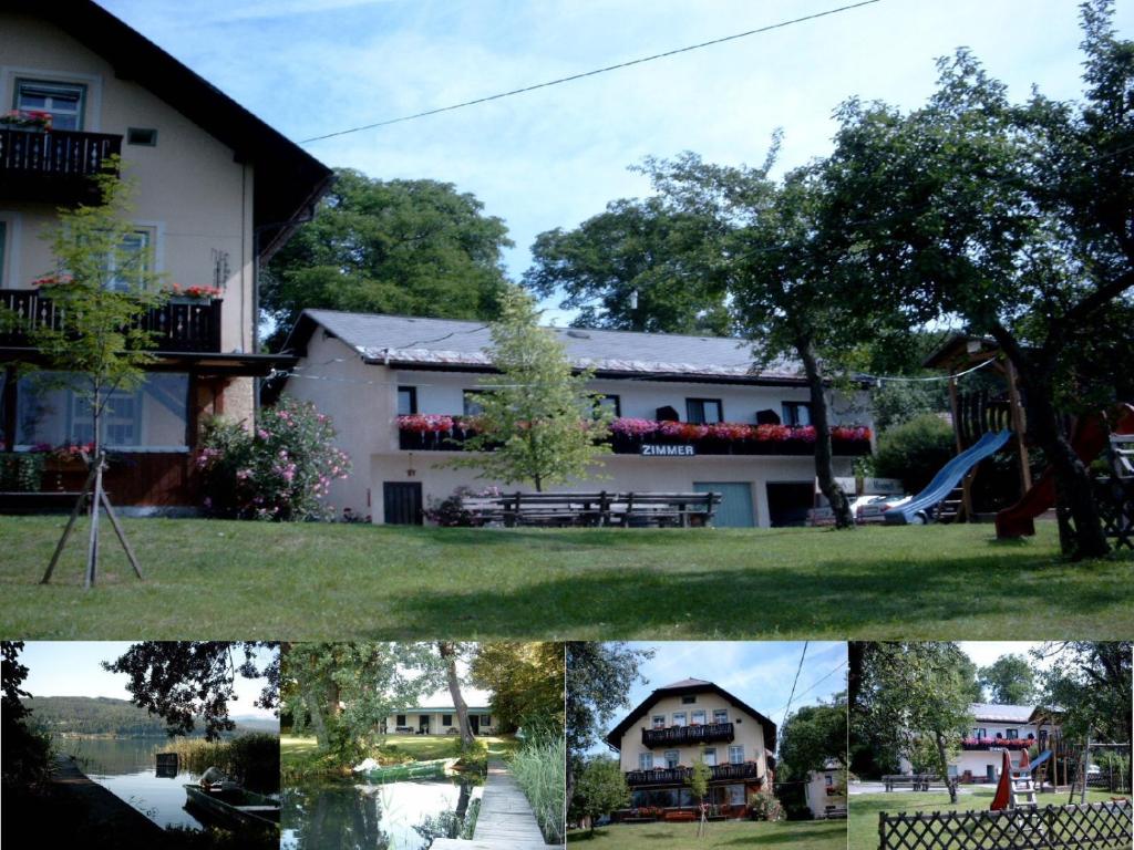 韦尔特湖畔克伦彭多夫别格公寓的房屋两张照片的拼贴