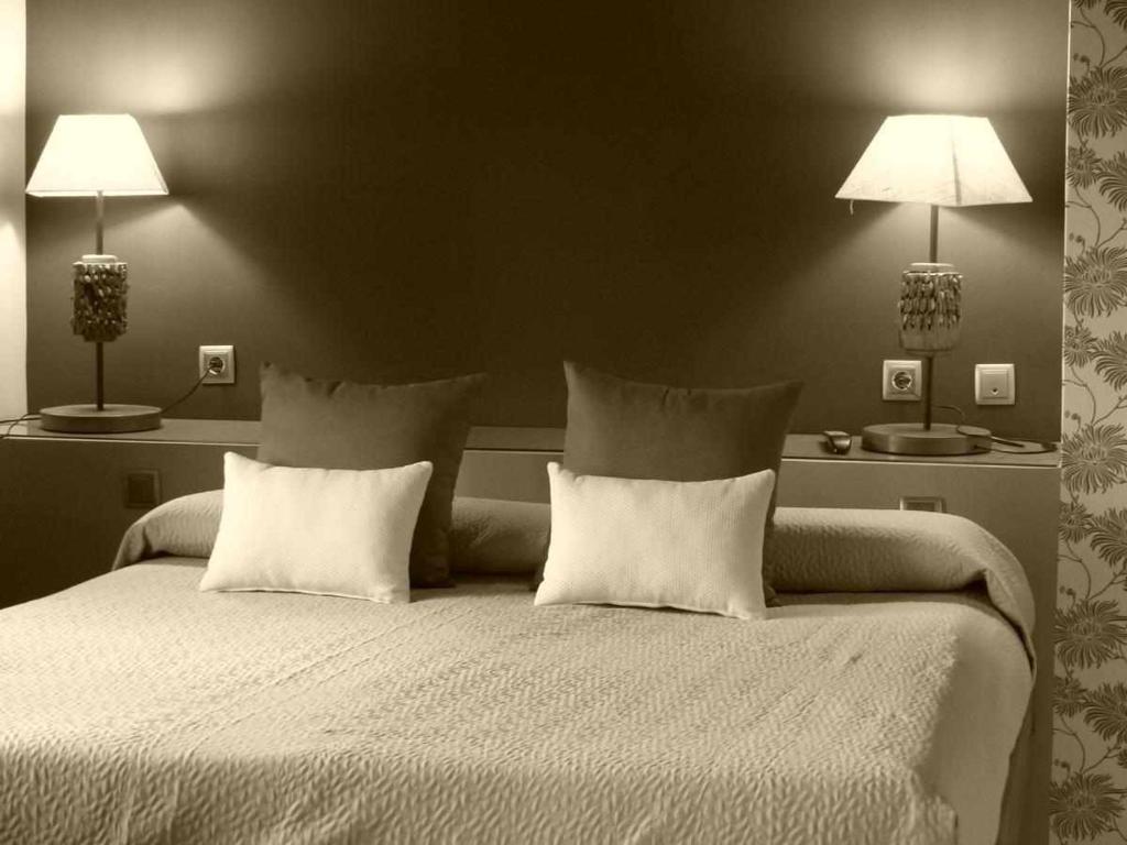 佩德拉萨La casa de Don的一间卧室配有一张大床和两盏灯