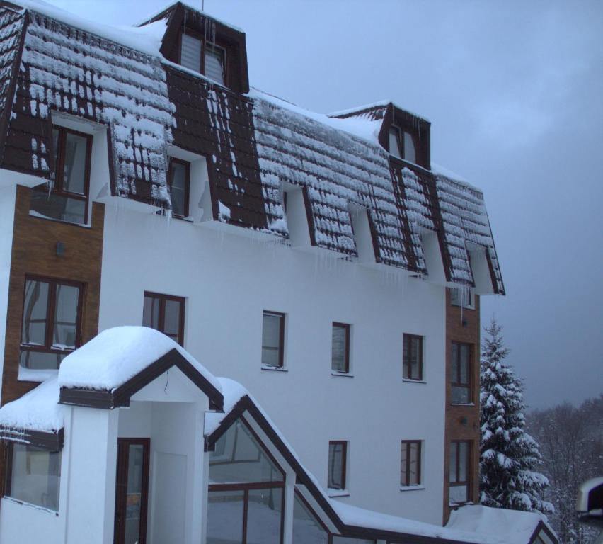 科帕奥尼克Kraljev Konak的上面有雪的建筑