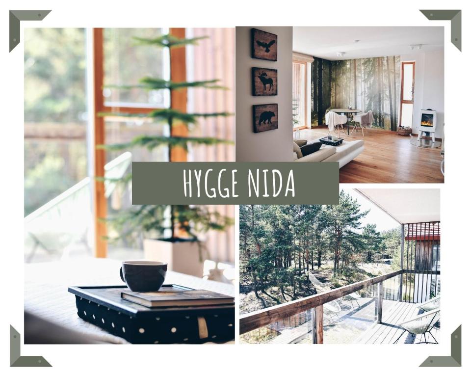 奈达Hygge style apartment Nida的客厅和客厅的照片拼合在一起