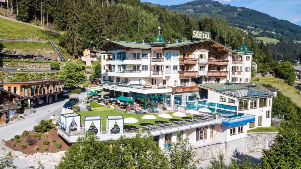 卡顿巴赫Alpin Family Resort Seetal的山脉酒店空中景色