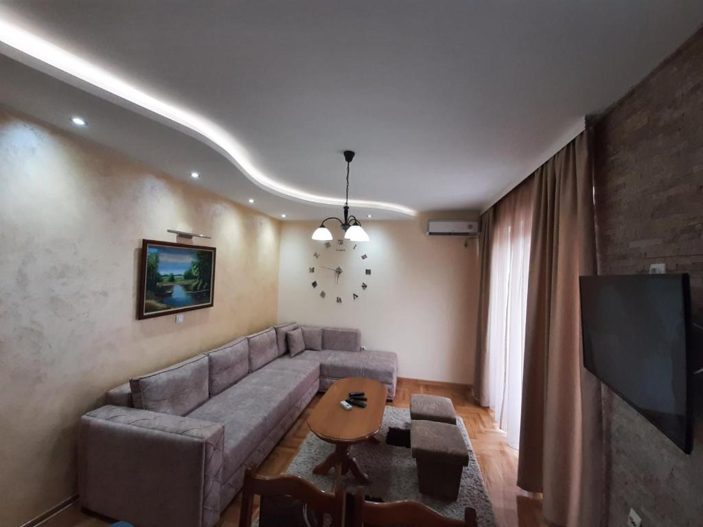 弗尔尼亚奇卡矿泉镇Maza Lux的带沙发和电视的客厅