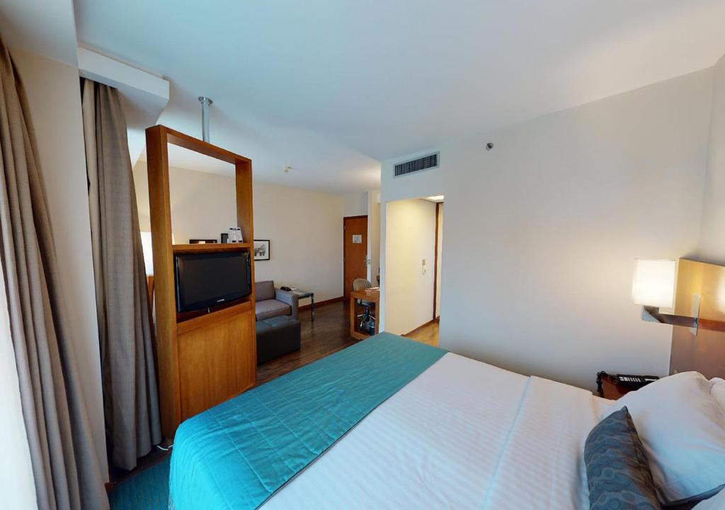 圣保罗伊斯坦广场波里尼酒店的配有一张床和一台平面电视的酒店客房