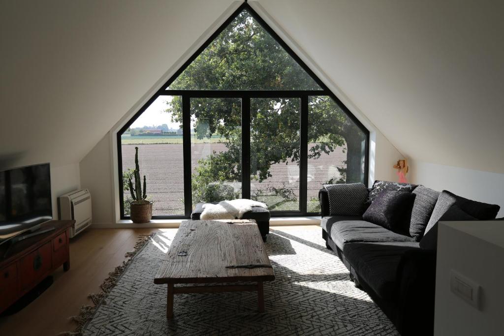 AartrijkeRozeboom Loft的带沙发和大窗户的客厅