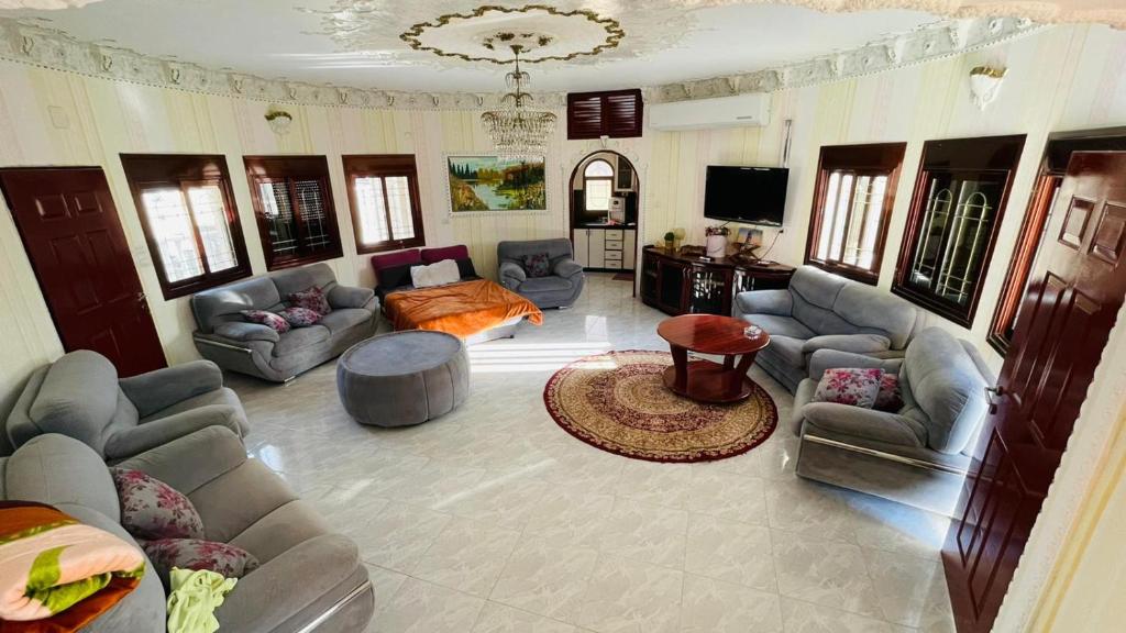 NaḥfZohara的带沙发和电视的大型客厅