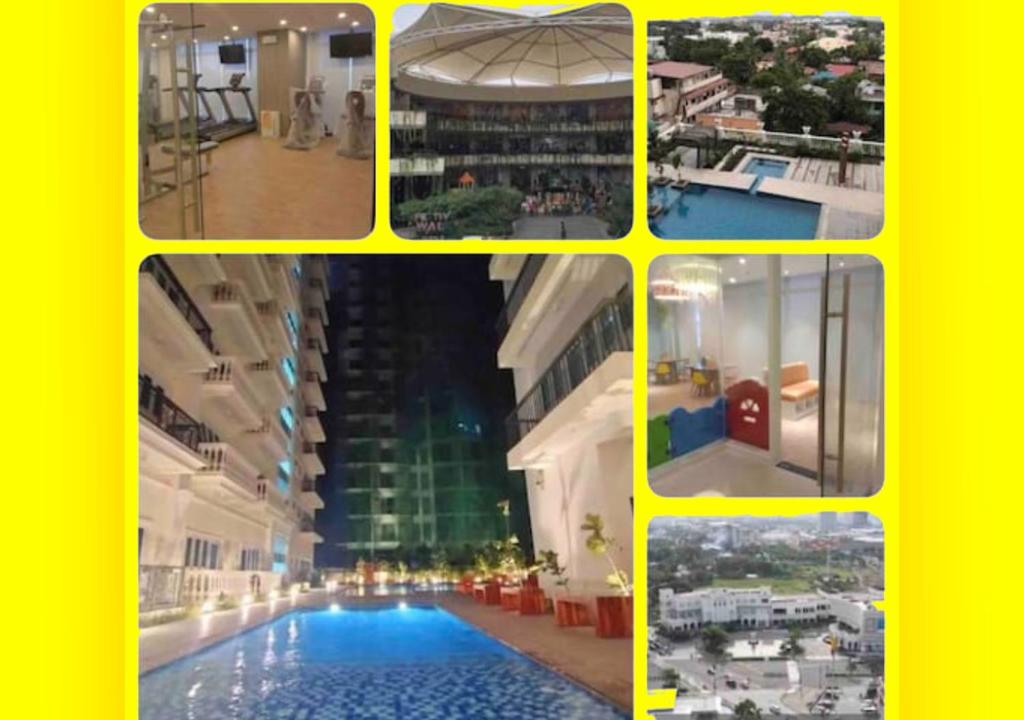 伊洛伊洛Lafayette Park Square,Iloilo Business Park Condo P的建筑物中游泳池的照片拼贴