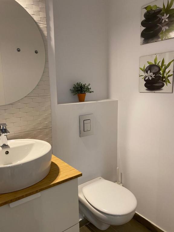 马贝拉Hostal El Caprichito Marbella的浴室配有白色水槽和卫生间。