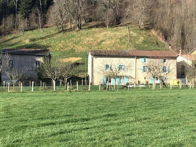 Fougax-et-BarrineufAu mohair des Alpy的草场旁田野中间的房屋