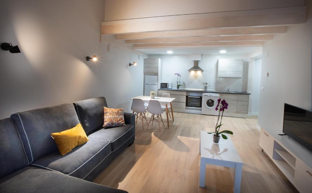 格尔尼卡Apartamentos Hondarmendi的客厅配有沙发和桌子