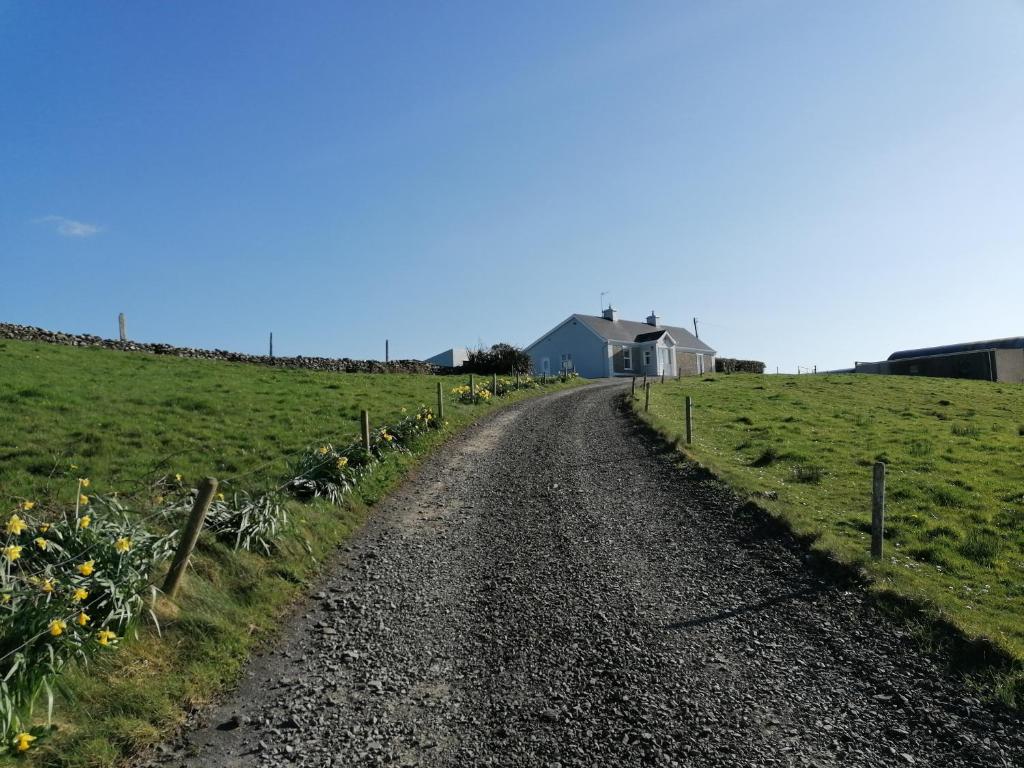 拉辛赫Atlantic Way Farmhouse的地里土路,有房子的背景