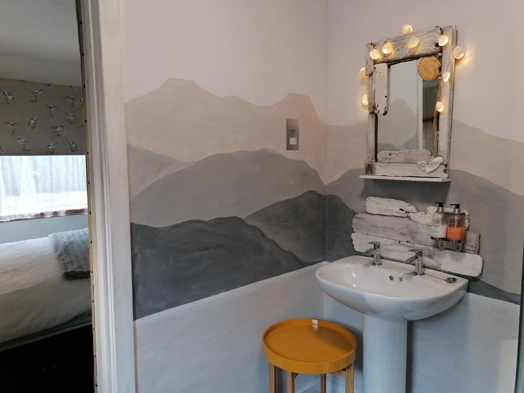 邓韦根Blas Rooms的一间带水槽和镜子的浴室