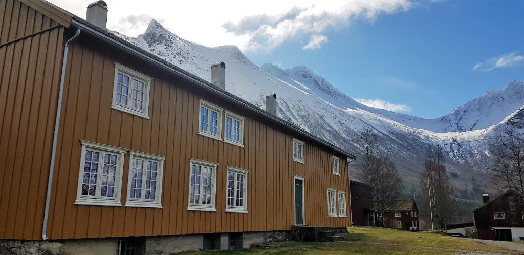 InnfjordenLensmansgarden Marteinsgarden的棕色的山房,背景