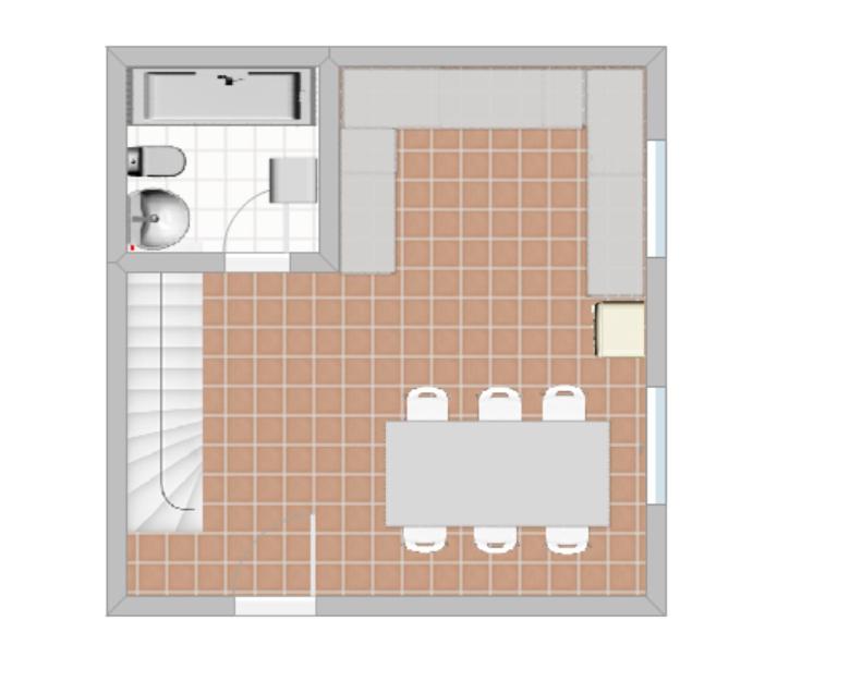 马斯塔尔Færgestræde 45的带浴缸的浴室的平面图