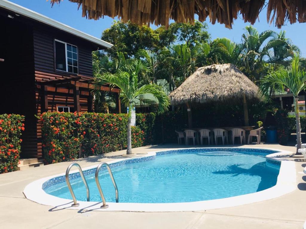 特拉Hotel Playa Caribe的房屋前的游泳池