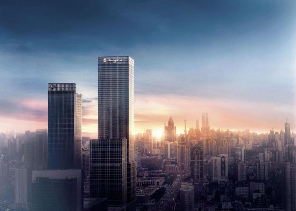 上海上海静安香格里拉的城市天际线,高耸的摩天大楼