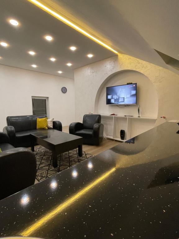 新帕扎尔LUNA Apartment的带沙发和平面电视的客厅