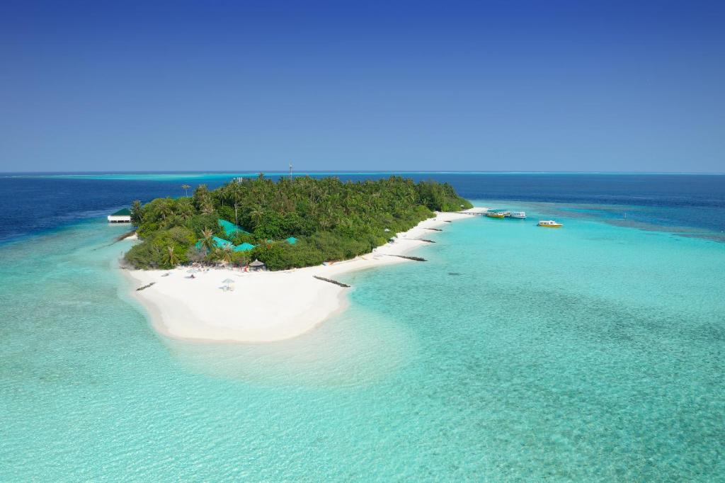 南马累环礁艾布度乡村度假村的海洋岛屿的空中景观