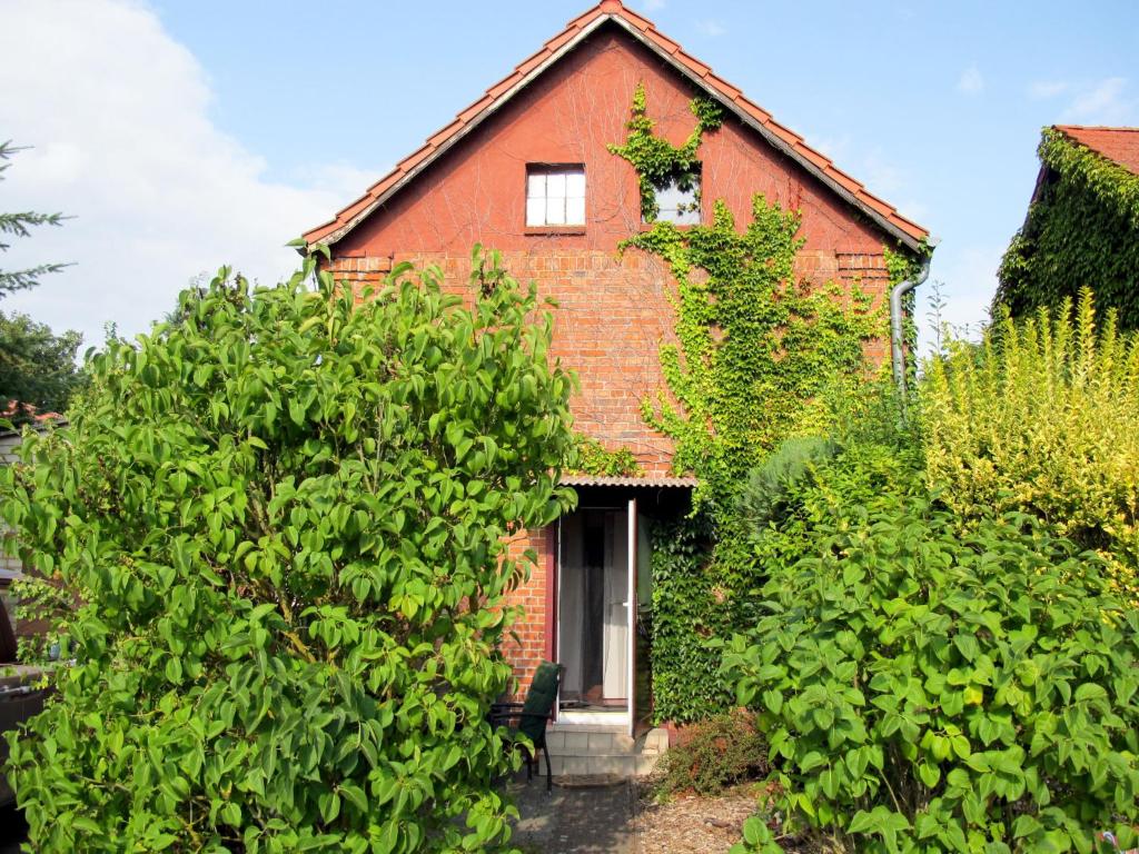 BuchholzHoliday Home Jana by Interhome的一座带窗户和灌木的老砖屋