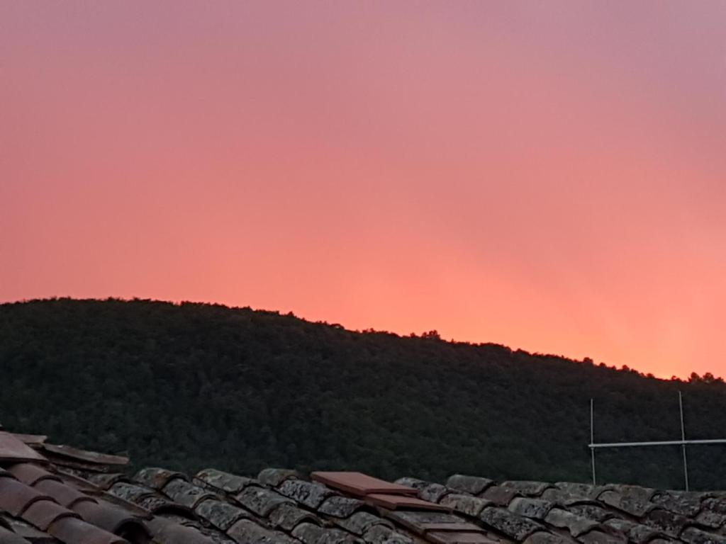 CollestatteBORGO NEL TEMPO的房屋屋顶上的红天