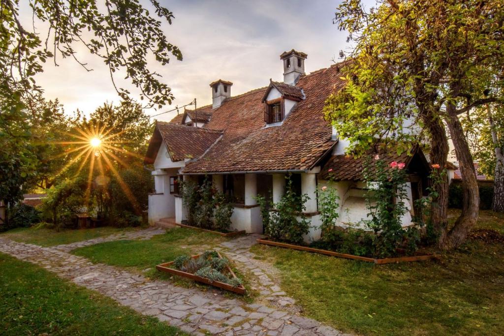MicloşoaraCount Kálnoky's Transylvanian Guesthouses的阳光照耀的老房子