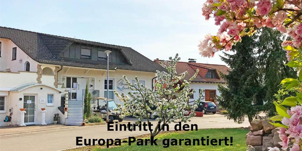 鲁斯特艾慈布里克宾馆的一种房子的形象,里面写着欧洲公园花园的字迹